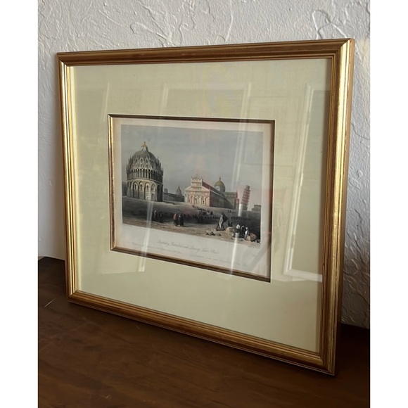 🖼️Pisa Italy Vintage Framed Architecture Landscape Engraving Wall Art Print🖼️ - Picture 2 of 8